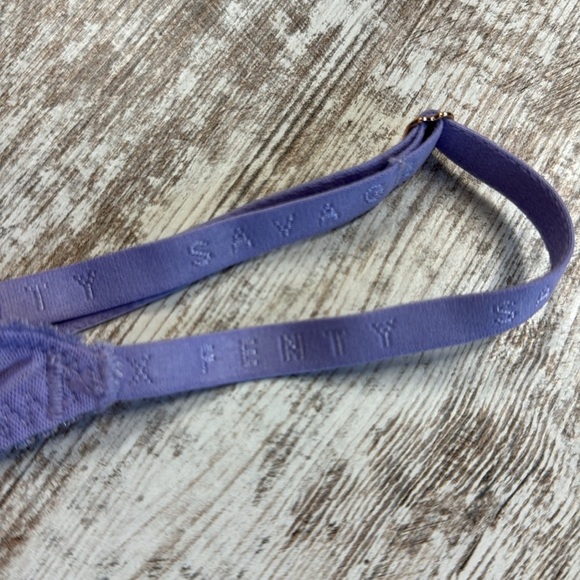 SAVAGE X FENTY NWT Lavender Flocked Logo Mesh Unlined Underwire Bra Size 32A - Picture 6 of 10